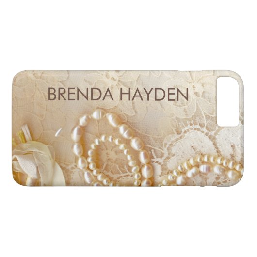 Coques Case-Mate iPhone Monogramme dentelle (Dos (Horizontal))