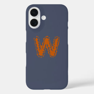 Coques iPhone 16 Monogramme déplaisant avec collision orange sur bl