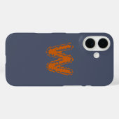Coques Case-Mate iPhone Monogramme déplaisant avec collision orange sur bl (Verso (horizontal))