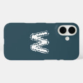 Coques Case-Mate iPhone Monogramme déplaisant blanc sur bleu (Verso (horizontal))