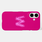 Coques Case-Mate iPhone Monogramme déplaisant rose sur rose (Verso (horizontal))
