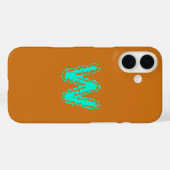 Coques Case-Mate iPhone Monogramme déplaisant vert toxique sur orange (Verso (horizontal))