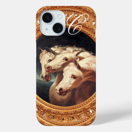 Coques Case-Mate iPhone Monogramme des Chevaux Chariot Blanc de Pharaon (Verso)