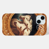 Coques Case-Mate iPhone Monogramme des Chevaux Chariot Blanc de Pharaon (Verso (horizontal))