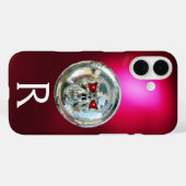 Coques Case-Mate iPhone MONOGRAMME DES ÉQUILIBREUSES ROUGE Bourgogne (Verso (horizontal))