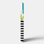 COQUES Case-Mate iPhone MONOGRAMME DES STRIPES NOIRES VERTES TURQUOISE (Verso / Gauche)