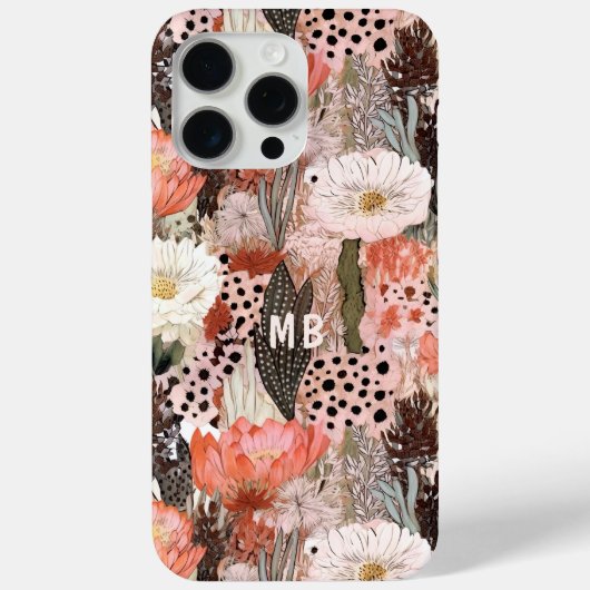 Coques Case-Mate iPhone Monogramme Désert Boho Floral Moderne Chic (Verso)