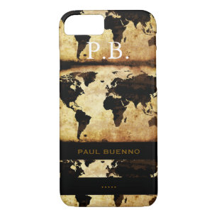 Coque iPhone 8/7 monogramme design carte du monde