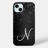Coques Case-Mate iPhone Monogramme d'étincelle à Parties scintillant noire (Verso)