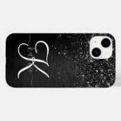 Coques Case-Mate iPhone Monogramme d'étincelle à Parties scintillant noire (Verso (horizontal))