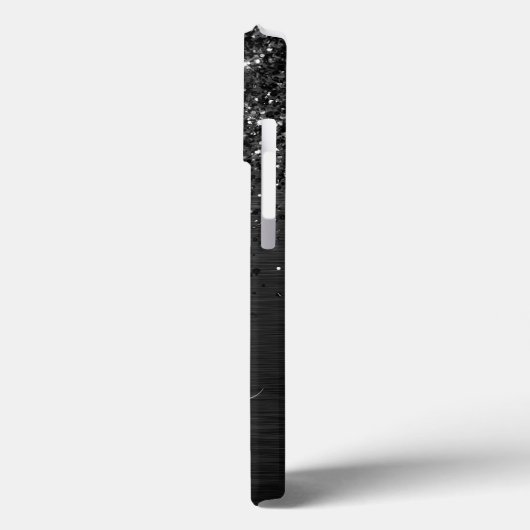 Coques Case-Mate iPhone Monogramme d'étincelle à Parties scintillant noire (Verso / Gauche)