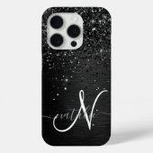 Coques Case-Mate iPhone Monogramme d'étincelle à Parties scintillant noire (Verso)
