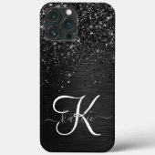 Coques Case-Mate iPhone Monogramme d'étincelle à Parties scintillant noire (Verso)