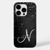Coques Case-Mate iPhone Monogramme d'étincelle à Parties scintillant noire (Verso)