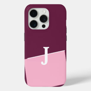 Coque iPhone 15 Pro Monogramme Deux Couleurs Berry & Blush