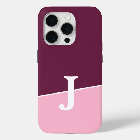 Coques Case-Mate iPhone Monogramme Deux Couleurs Berry & Blush (Verso)
