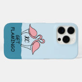Coques Case-Mate iPhone Monogramme Deux Flamants roses roses sur la citati (Verso (horizontal))