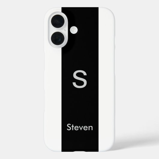 Coques Case-Mate iPhone Monogramme deux tons moderne noir et blanc (Verso)