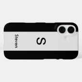 Coques Case-Mate iPhone Monogramme Deux tons moderne noir et gris clair (Verso (horizontal))