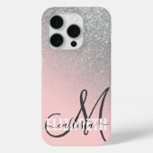 Coques Case-Mate iPhone Monogramme Diagonal Silver Blush Pink Ombre Gradie (Verso)