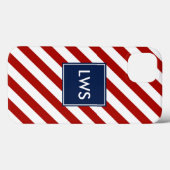 Coques Case-Mate iPhone Monogramme Diagonale Bleu Rouge (Verso (horizontal))