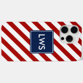 Coques Case-Mate iPhone Monogramme Diagonale Bleu Rouge (Verso (horizontal))