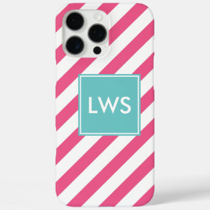 Coques iPhone 16 Pro Max Monogramme Diagonale rose