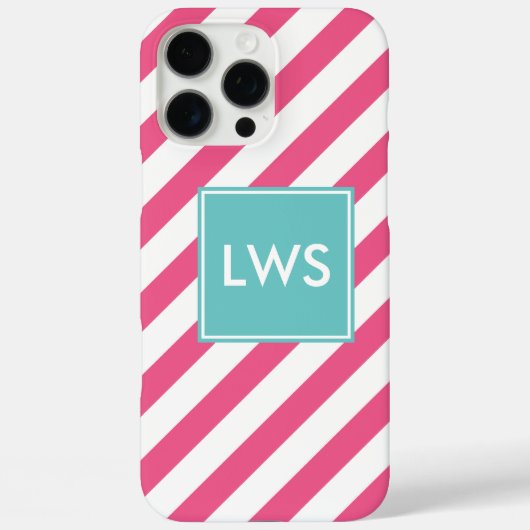 Coques Case-Mate iPhone Monogramme Diagonale rose (Verso)