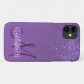 Coques Case-Mate iPhone Monogramme diagonale violet Parties scintillant vi (Dos (Horizontal))