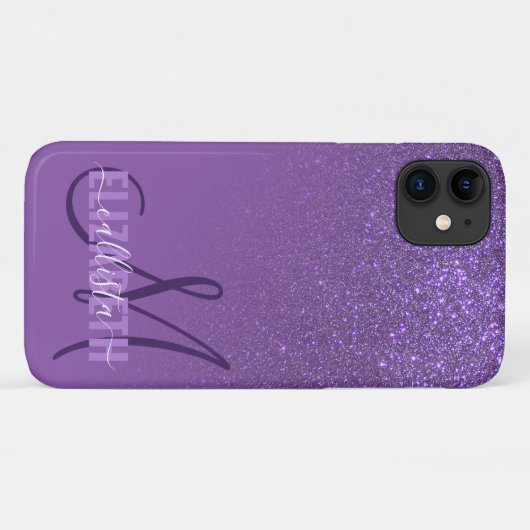 Coques Case-Mate iPhone Monogramme diagonale violet Parties scintillant vi (Dos (Horizontal))