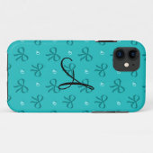 Coques Case-Mate iPhone Monogramme diamants turquoise et arcs (Dos (Horizontal))