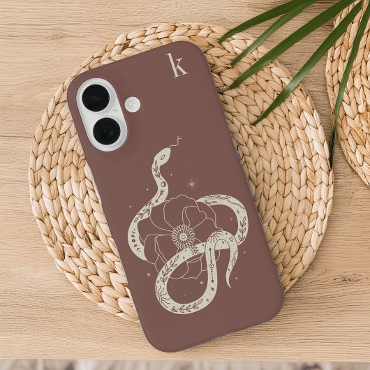 Coques Case-Mate iPhone Monogramme d'illustration de serpent botanique mys