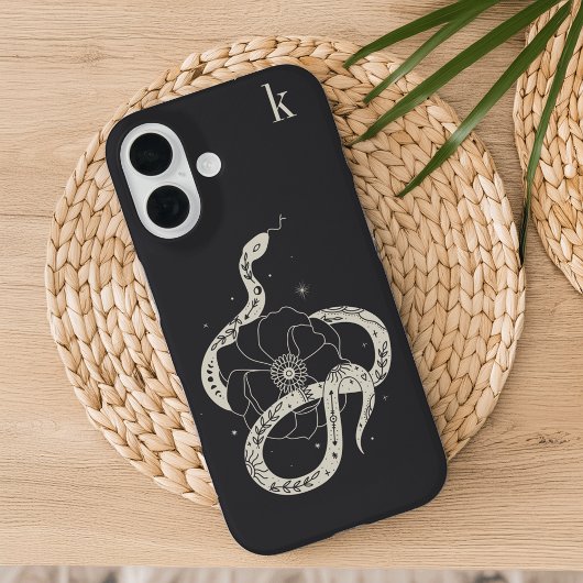 Coques Case-Mate iPhone Monogramme d'illustration de serpent botanique mys