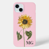 Coques Case-Mate iPhone Monogramme d'illustration végétale de tournesol pe (Verso)
