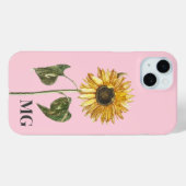 Coques Case-Mate iPhone Monogramme d'illustration végétale de tournesol pe (Verso (horizontal))