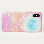 Coques Case-Mate iPhone Monogramme d'Imaginaire floral rose et mignonne (Dos (Horizontal))