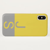 Coques Case-Mate iPhone Monogramme d'initiales modernes jaune et gris (Dos (Horizontal))