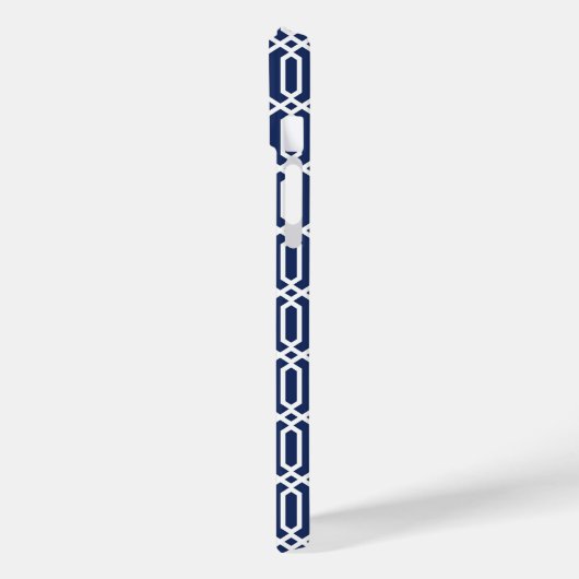 Coques Case-Mate iPhone Monogramme d'octogone blanc de Preppy Navy (Verso / Gauche)