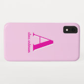 Coques Case-Mate iPhone Monogramme Dolly Rétro Rose chaud (Dos (Horizontal))