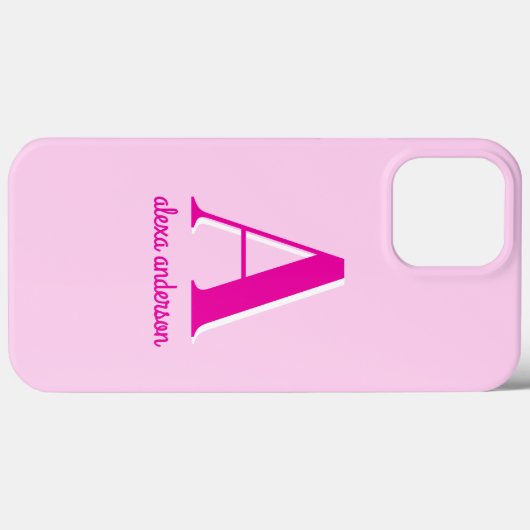 Coques Case-Mate iPhone Monogramme Dolly Rétro Rose chaud (Verso (horizontal))