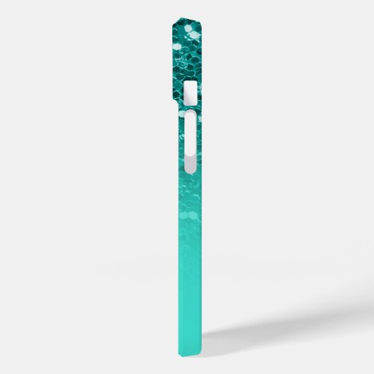 Coques Case-Mate iPhone Monogramme d'ombre à Parties scintillant Turquoise (Verso / Gauche)