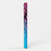 Coques Case-Mate iPhone Monogramme d'ombre de léopard rose chaud et aquati (Dos/Droite)