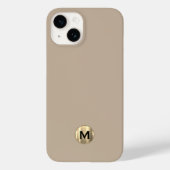 Coques Case-Mate iPhone Monogramme d'or brossé beige simple (Verso)