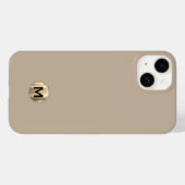 Coques Case-Mate iPhone Monogramme d'or brossé beige simple (Verso (horizontal))