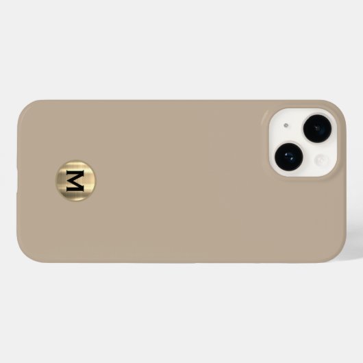 Coques Case-Mate iPhone Monogramme d'or brossé beige simple (Verso (horizontal))