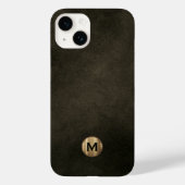 Coques Case-Mate iPhone Monogramme d'or brossé noir moderne (Verso)
