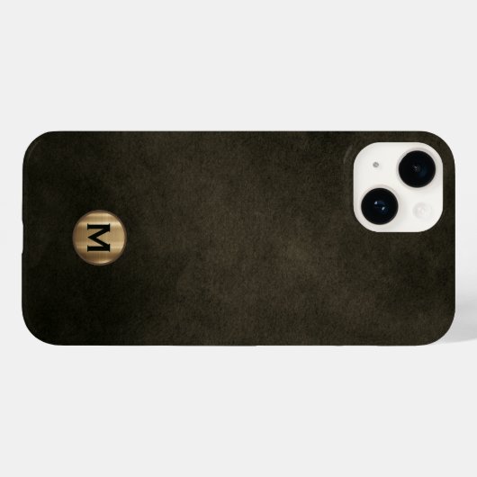 Coques Case-Mate iPhone Monogramme d'or brossé noir moderne (Verso (horizontal))