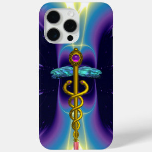 COQUE iPhone 15 PRO MAX MONOGRAMME D'OR CADUCÉ