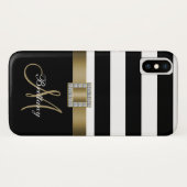 Coques Case-Mate iPhone Monogramme d'or Gras noir personnalisé (Dos (Horizontal))