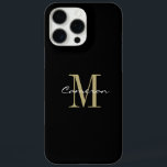 Coques iPhone 16 Pro Max Monogramme d'or initial et nom personnalisé<br><div class="desc">Monogramme d'or initial et nom personnalisé</div>